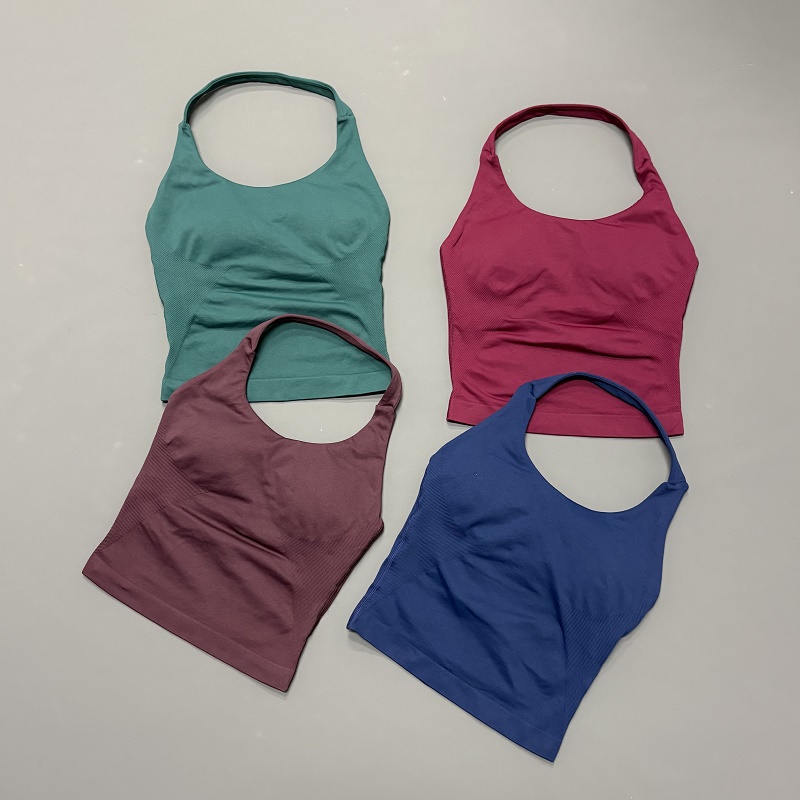Yoga Strap Cotton - Women Halter Neck Sports Top Seamless