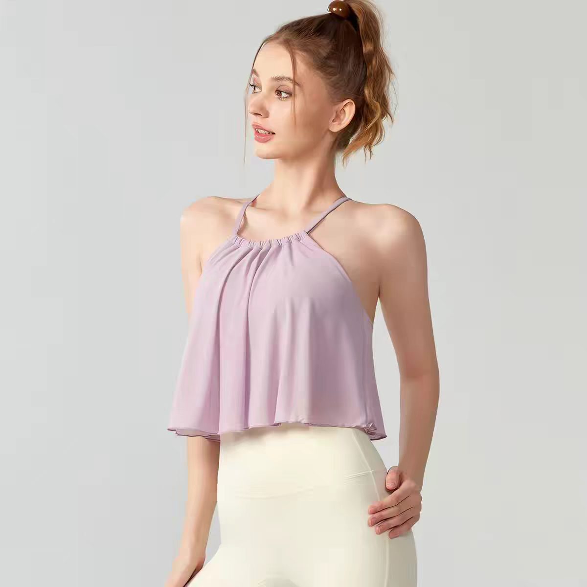 Women's 2-in-1 Mesh Crisscross - Pilates Yoga Top review and price