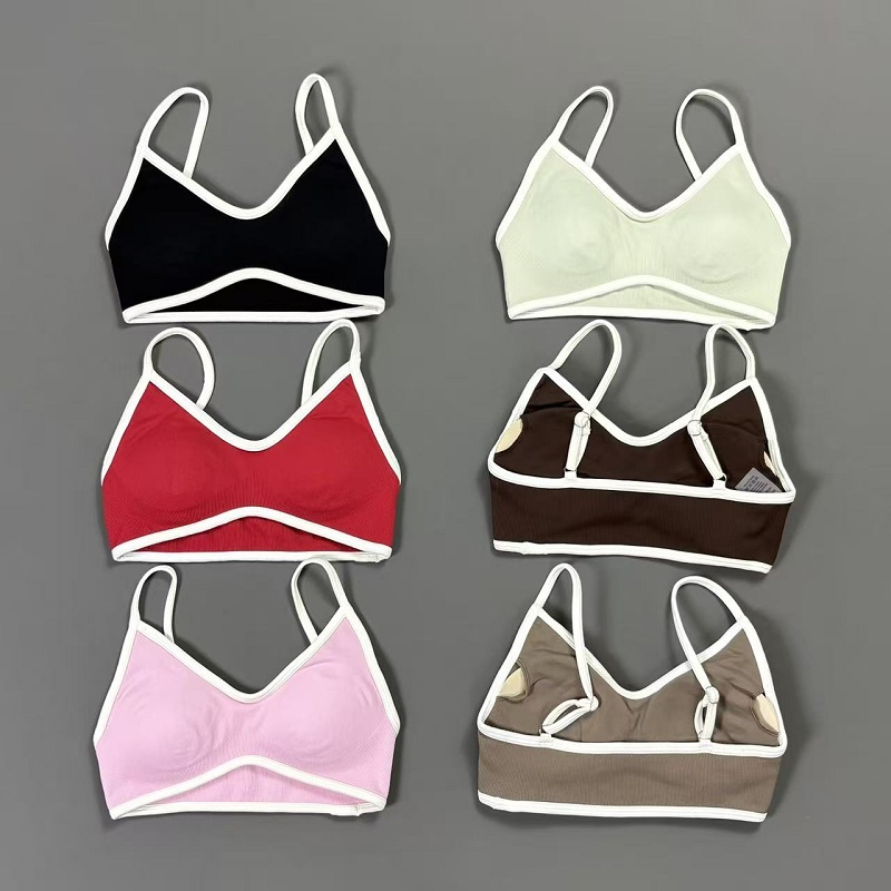 Women Contrastline Yoga Bra V  - Yoga Strap Cotton review and price