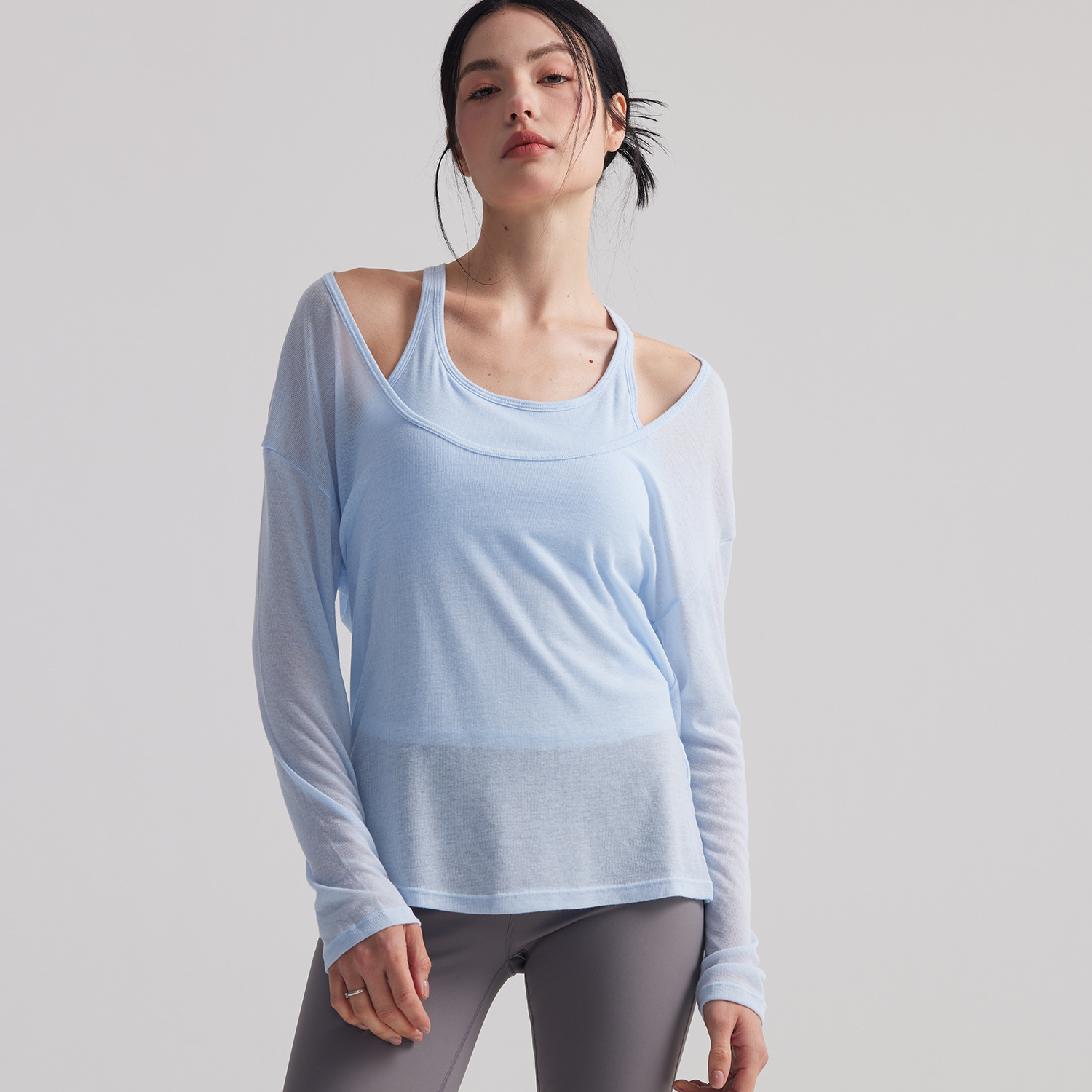 Women Loose Semi Sheer Long Sl - Pilates Yoga Top review and price